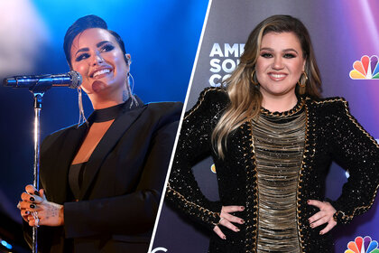 Split image of Demi Lovato and Kelly Clarkson