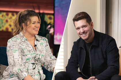 Split image of Kelly Clarkson and Michael Buble