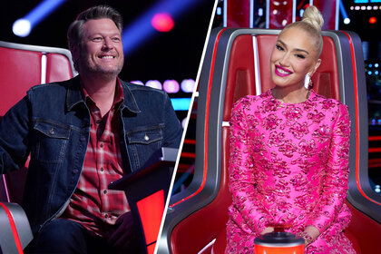 Split image of Blake Shelton and Gwen Stefani