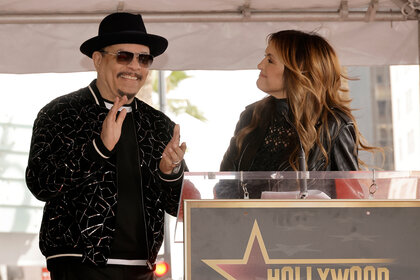 Ice T and Mariska Hargitay during the Hollywood Walk Of Fame