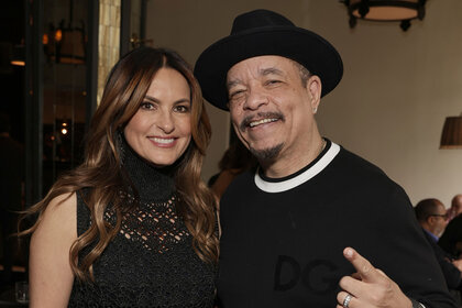 Mariska Hargitay and Ice T smiling at the camera