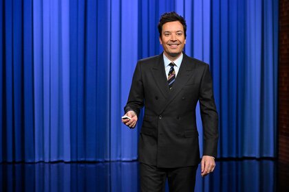 Jimmy Fallon presenting during The Tonight Show.