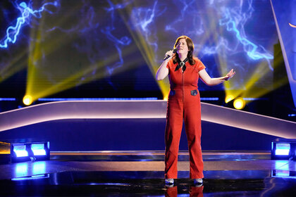 Alexa Wildish performs onstage during the Season 24 premiere of The Voice.