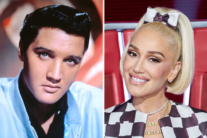 A side by side of Elvis and Gwen Stefani on the Voice