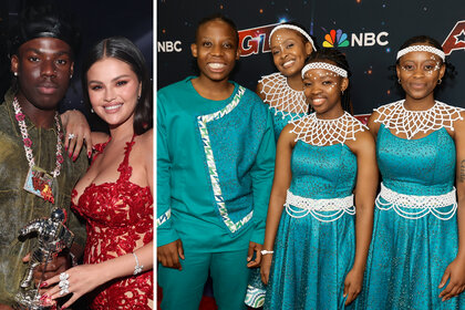 A split of Rema, Selena Gomez and The Mzansi Choir