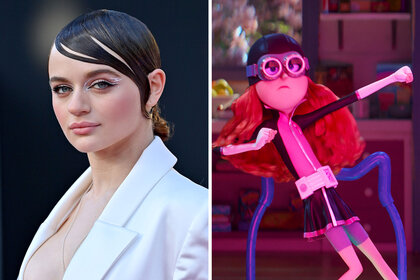 Split of Joey King and Despicable Me 4 Character Poppy