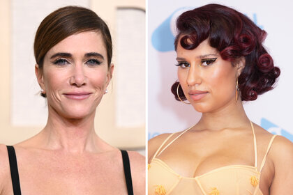 A split of Kristen Wiig and Raye