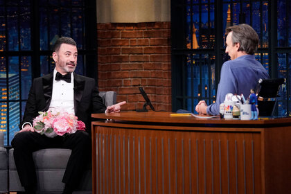 Jimmy Kimmel gets interviewed by Seth Meyers on Late Night With Seth Meyers Episode 1520