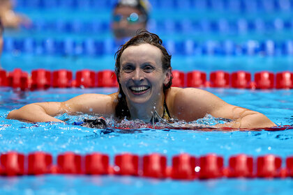 Katie Ledecky swimming during 2024 Olympic Swim Team trials