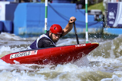 Casey Eichfeld Canoeing during the ments canoe heats run 1