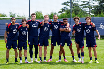 the 2024 Olympics Soccer team pose together after a day of training