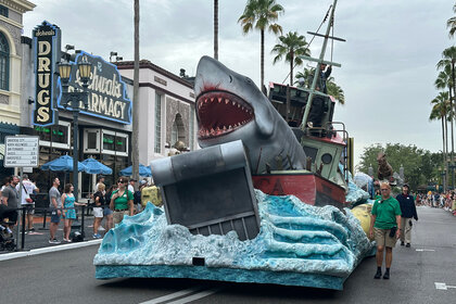 The Jaws Floatduring the Mega Movie Parade