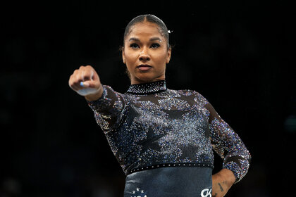 Jordan Chiles from Team USA competes in the women's gymnastics at the Bercy Arena during the Paris 2024 Olympic Games