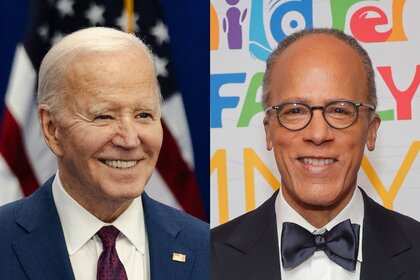 A split of Lester Holt and Joe Biden.