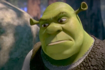 A scene from the movie Shrek featuring Shrek