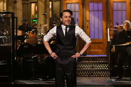 Host Kieran Culkin during the monologue on Saturday Night Live on November 6, 2021.