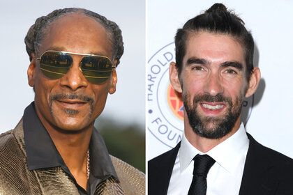 A split of Snoop Dogg and Michael Phelps