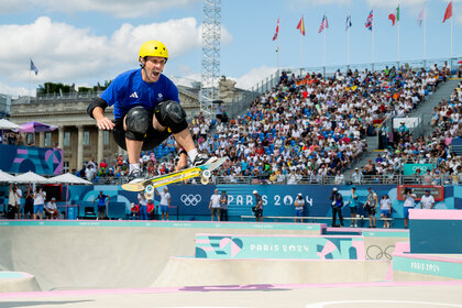 Andy Macdonald during a heat at the 2024 Olympics