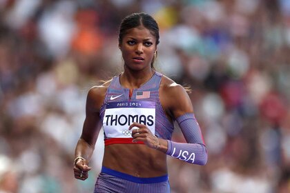 Gabrielle Thomas competes in the Paris 2024 Olympics.