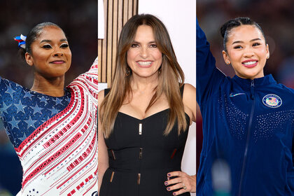 A split of Mariska Hargitay, Jordan Chiles, and Suni Lee.