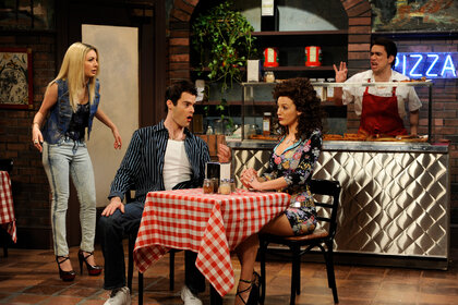 Jenny Slate, Bill Hader, Blake Lively, Fred Armisen on saturday night live