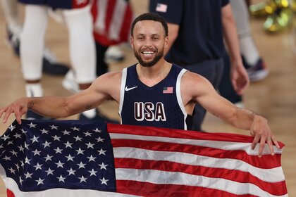 Steph Curry celebrates after Team USA wins gold medal at the 2024 Olympics