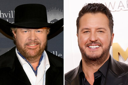 A split of Toby Keith and Luke Bryan