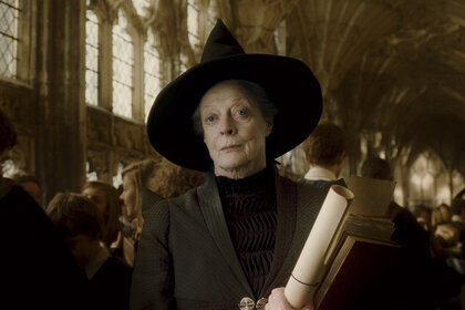 Professor Minerva McGonagall holds a scroll in Harry Potter and the Half-Blood Prince