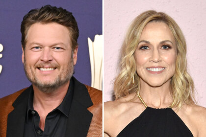 A split of Blake Shelton and Sheryl Crow