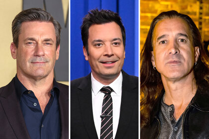 A split of Jon Hamm, Jimmy Fallon and Scott Stapp