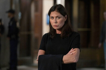 Lt. Jessica Brady stands with her arms crossed on Law & Order Season 24 Episode 8.