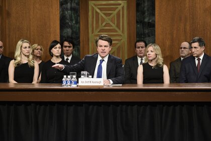 Judge Brett Kavanaugh (Matt Damon) appears in court on SNL Episode 1747.