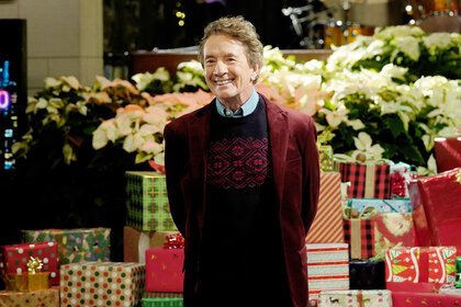 Martin Short stands on stage during promos for Saturday Night Live Season 50 Episode 10