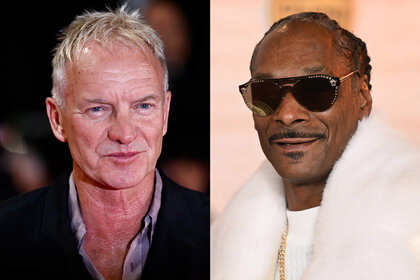 A split featuring Sting and Snoop Dogg.