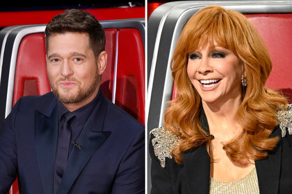 A split of Michael Buble and Reba McEntire on The Voice Season 26 Episode 19B