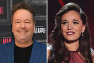 A split of Terry Fator and Celia Muñoz on America's got talent