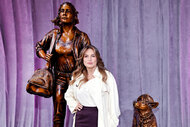 Mariska Hargitay helps Purina unveil “Courageous Together,” a new statue by Kristen Visbal in NYC