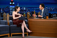 Emma Stone being interviewed by Jimmy Fallon on The Tonight Show With Jimmy Fallon Episode 1992