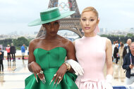 Cynthia Erivo and Ariana Grande attend the 2024 Olympics opening ceremony