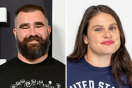 A split of Jason Kelce and Ilona Maher