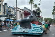 The Jaws Floatduring the Mega Movie Parade