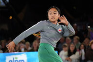 Logan Edra performs onstage during her exibition in the 1 on 1 B- girls Top 32 at the WDSF World Breaking Championship 2023