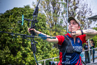 Casey Kaufhold of USA during the Women's recurve finals during the 2024 Pan American Championships