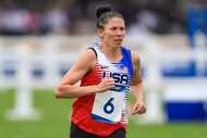 Jessica Davis of Team United States competes on Laser Run as part of Women's Modern Pentathlon