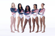 Team USA's Womens Gymnastics team wears their 2024 Olympic uniform
