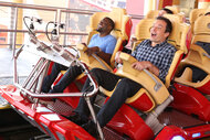 Kevin Hart and Jimmy Fallon ride the Rockit roller coaster