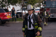 Dom Pascal stands at the scene of a fire