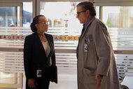 Sharon Goodwin talks to Dr Daniel Charles on Chicago Med Season 10 Episode 1