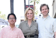 Jean Smart, Forrest Gilliland, and Connor Gilliland posing together at the Hollywood Walk of Fame.