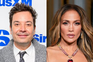 A split of Jimmy Fallon and Jennifer Lopez.